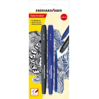 Faber-Castell Eberhard Faber Erase it! Gelstift, 0,7 mm, Blau, Action Set, Blisterkarte 582103
