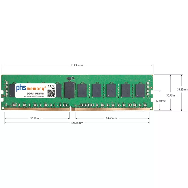 PHS-memory 32GB DDR4 ECC UDIMM 3200MHz PC4-25600E RAM für Synology RackStation RS3626xs SP619473