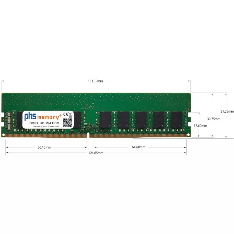 PHS-memory 8GB DDR4 ECC UDIMM 3200MHz PC4-25600E Server-Arbeitsspeicher für Asus RS100-E11-PI2 SP556101