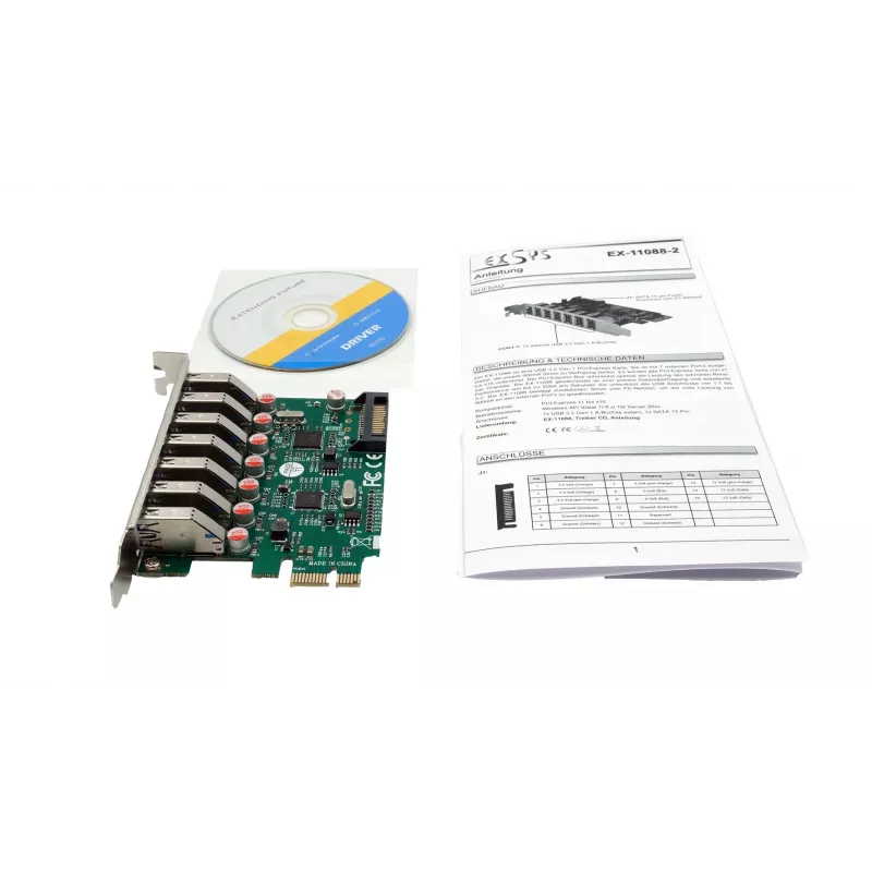 EXSYS USB 3.2 Gen 1 PCIe Karte mit 7 Anschlüssen (VIA Chipsatz) EX-11088-2