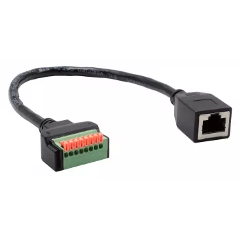 EXSYS EX-49120 RJ45 Buchse auf 8-Pin Terminalblock Adapterkabel, CAT.6, 30 cm, mit Drucktaster