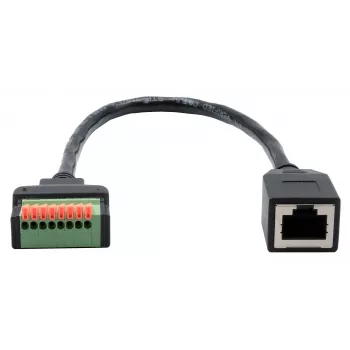 EXSYS EX-49120 RJ45 Buchse auf 8-Pin Terminalblock Adapterkabel, CAT.6, 30 cm, mit Drucktaster