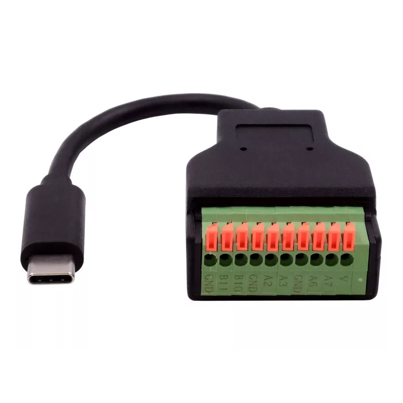 EXSYS EX-49125 USB-C Stecker auf 10-Pin Terminalblock Adapterkabel mit Drucktaster, 15 cm, USB 3.2 Gen 1