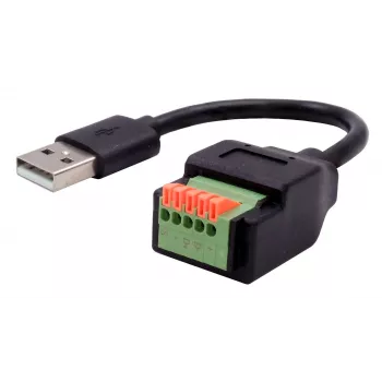 EXSYS USB-A Stecker auf 5-Pin Terminalblock Adapterkabel mit Drucktaster, USB 2.0, 15 cm EX-49129