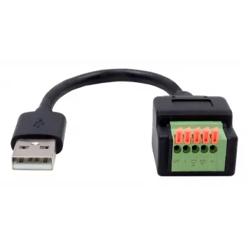 EXSYS USB-A Stecker auf 5-Pin Terminalblock Adapterkabel mit Drucktaster, USB 2.0, 15 cm EX-49129