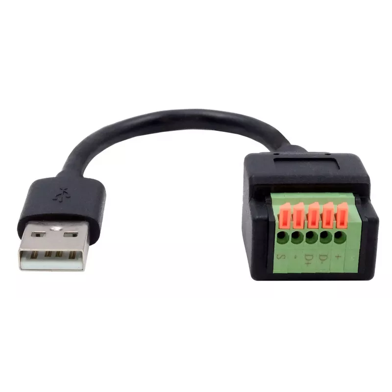 EXSYS USB-A Stecker auf 5-Pin Terminalblock Adapterkabel mit Drucktaster, USB 2.0, 15 cm EX-49129