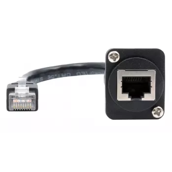 EXSYS D-Typ RJ45 Buchse auf Stecker Adapterkabel, CAT.5e, 20 cm, Schwarz EX-49159