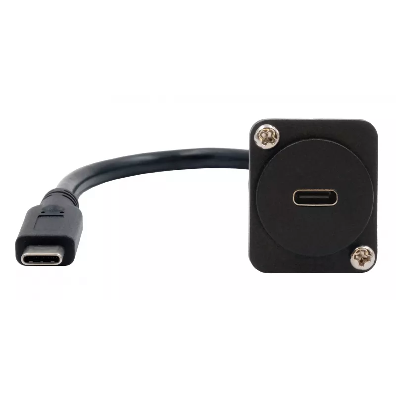 EXSYS EX-49166 D-Typ USB-C Buchse auf Stecker Adapterkabel, USB 3.2 Gen 2, 20 cm, Schwarz