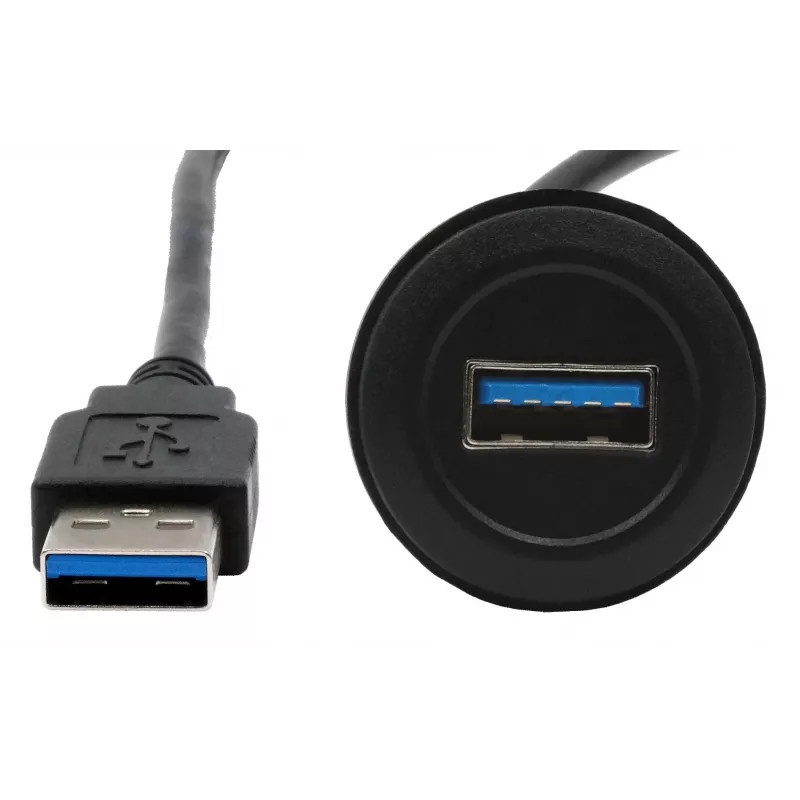 EXSYS EX-49220 USB 3.2 Gen 1 Einbau-Adapterkabel, Typ-A Buchse auf Stecker, 30 cm, Schwarz