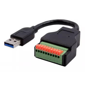 EXSYS EX-49127 USB-A Stecker auf 10-Pin Terminalblock Adapterkabel mit Drucktaster, USB 3.2 Gen 1, 15 cm