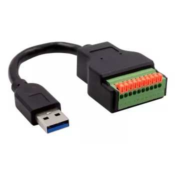 EXSYS EX-49127 USB-A Stecker auf 10-Pin Terminalblock Adapterkabel mit Drucktaster, USB 3.2 Gen 1, 15 cm