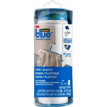 3M PTD2093EL-107 ScotchBlue™ Abdeckfolie mit integriertem Klebeband, Blau, 17 m x 2,7 m, 1 Rolle