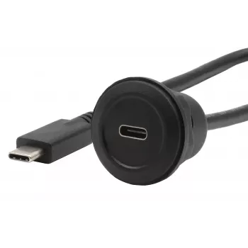 EXSYS EX-49222 USB-C Panel-Mount-Adapterkabel, USB 3.2 Gen 2, 10Gbps, 100W PD, 30cm