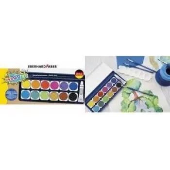 Faber-Castell Eberhard Faber WINNER Deckfarbkasten, 12 leuchtende Farben, transparenter abnehmbarer Deckel 578314