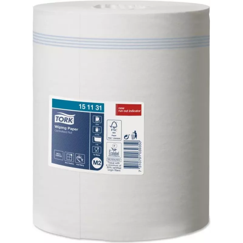 Tork Wischtuch 151131, 1-lagig, Weiß, 21,5 cm x 275 m, 6 Rollen/Pack
