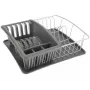 Metaltex Aquatex PLUS Geschirrabtropfständer mit Abtropfschale und Besteckhalter, Silber/Anthrazit 325026068