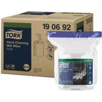 TORK 190692 Premium Handreinigungsfeuchttücher, 58 Stück, 300 x 270 mm, lösemittelfrei, pH-neutral, Aloe Vera & Glycerin, wiederverschließbarer Behälter