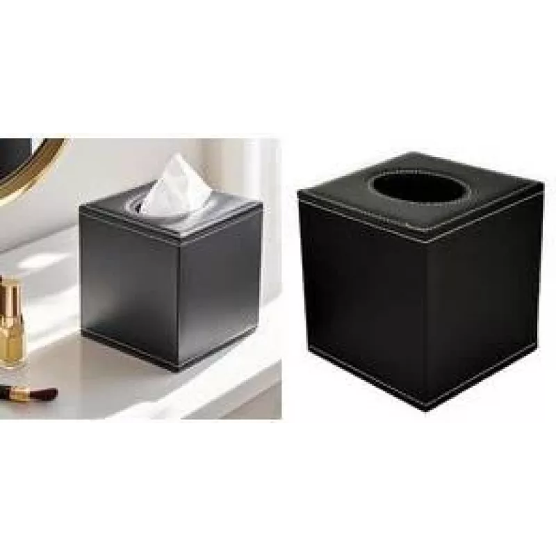 DEFLECTO DEFTISSQU quadratische Kunstleder-Taschentuchbox-Abdeckung in Schwarz
