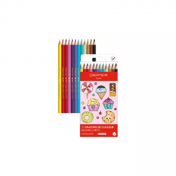Caran d'Ache Swisscolor Kawaii Candy Aquarellstifte, 12er-Set, sechskantig, Zedernholz 1285.802