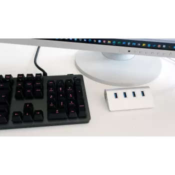 EXSYS EX-1134-2 USB 3.2 Gen 1 4-Port-Hub mit USB-C-Kabel und USB-A-Adapter