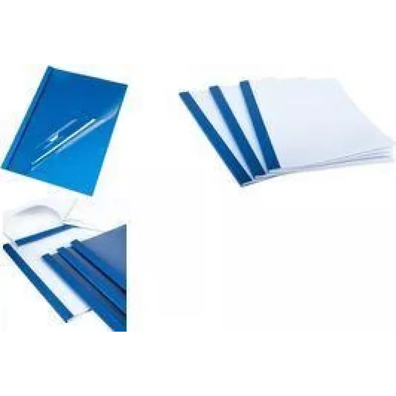 PAVO Thermobindemappe A4 1,5 mm Blau Lederstruktur Kartonrücken Transparent Vorderseite - 1 Stück 8011568