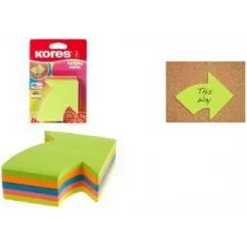 Kores Pfeil Haftnotizwürfel, 70 x 70 mm, Blanko, Sortierte Farben, Wiederablösbar, 400 Blatt N48704