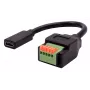 EXSYS EX-49122 USB-C Buchse auf 5-Pin Klemmenblock Adapter mit Drucktaster, USB 2.0, 15 cm