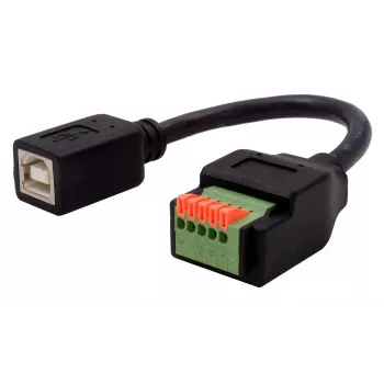 EXSYS EX-49130 USB 2.0 Adapter USB-B Buchse auf 5-Pin Terminalblock mit Drucktaster, 15 cm