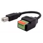 EXSYS USB-B Stecker auf 5-Pin Terminalblock Adapterkabel mit Drucktaster, USB 2.0, 15 cm EX-49131