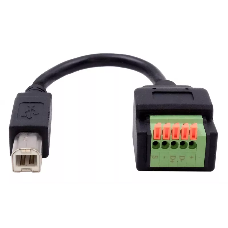 EXSYS USB-B Stecker auf 5-Pin Terminalblock Adapterkabel mit Drucktaster, USB 2.0, 15 cm EX-49131