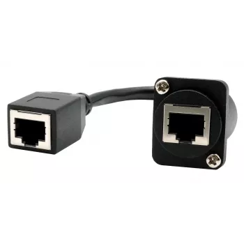 EXSYS D-Typ Einbau-RJ45-Kupplung, Buchse zu Buchse, CAT.5e, 20 cm, geschirmt, Schwarz EX-49160