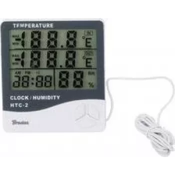Bradas WL-M21 White Line Digitale Wetterstation mit kabellosem Außentemperatursensor, Innen-/Außentemperatur -10°C bis 70°C, Weiß