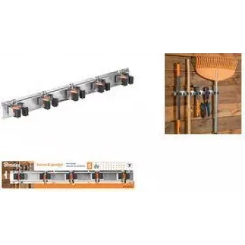 Bradas DIY-HG1212 5-fach Besen- und Werkzeughalter mit Metallschiene und Rollenklemmen