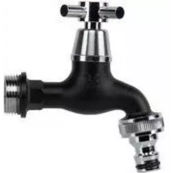 Bradas Wasserhahn 3/4 Zoll mit Kugelhahn, Mattschwarz verchromtes Messing, 1 Stück (GKK0T3434BK)