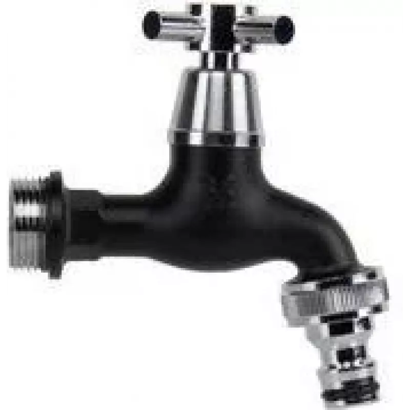 Bradas Wasserhahn 3/4 Zoll mit Kugelhahn, Mattschwarz verchromtes Messing, 1 Stück (GKK0T3434BK)