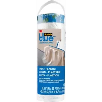 3M PT2093EL-107 Abdeckfolie mit Klebeband, Transparent mit blauem Klebeband, 17 m x 2,7 m