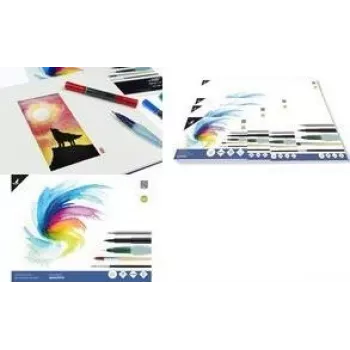 KANGARO K-5301 Aquarellpapierblock, 170 x 240 mm, 16 Blatt, 300 g/m², cremeweiß, 3-seitig geleimt