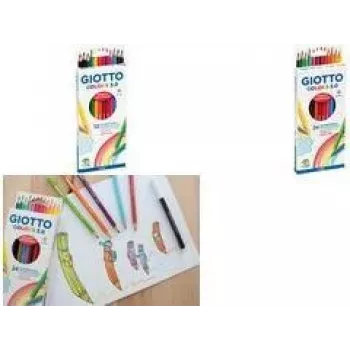 GIOTTO COLORS 3.0 Hexagonal Buntstifte, 24 verschiedene Farben, 3,0 mm Mine, Kartonetui F276700