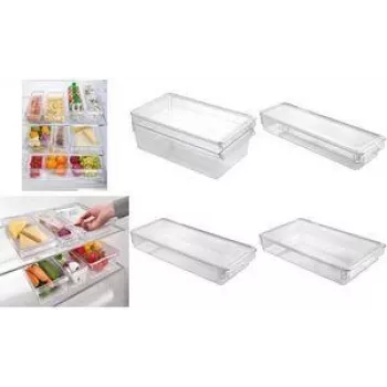 Metaltex Frigo-System Organizer, klein, mit Deckel, transparent, Polystyrol PS, 1 Stück (235412000)