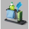 Metaltex Tidytex Spülen-Organizer, Kunststoff, Grau, 2 ausziehbare Halterungen für Schwämme und Spültücher 297530109