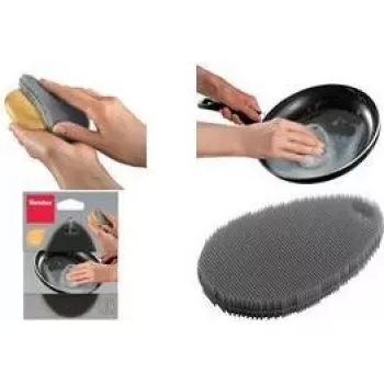 Metaltex Silikon-Reinigungsschwamm, oval, grau, flexibel, 1 Stück 297615000