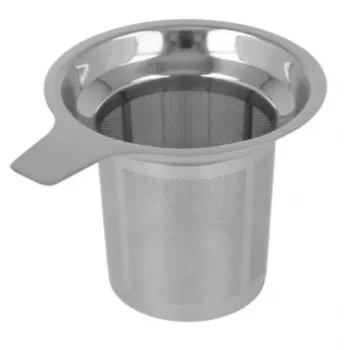 Metaltex großer Teesieb, Edelstahl, lasergeschnittener mikroperforierter Filter, passt auf Tassen und Becher 253835010