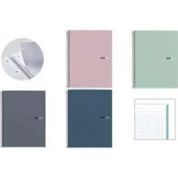 MIQUELRIUS College Block Notizbuch THE ORIGINAL, DIN A4, Sand kariert, 80 Blatt, 90 g/m², Spiralbindung MR46578