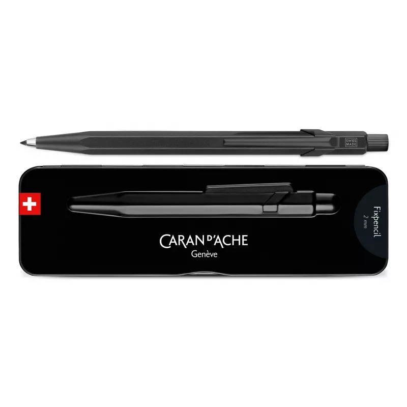 CARAN D'ACHE Fixpencil BLACK CODE Minenhalter, 2 mm, mattschwarzes sechskantiges Aluminiumgehäuse 22.496