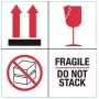 RILLPRINT 76930 FRAGILE / DO NOT STACK Warnetiketten, Permanentkleber, Papier, Weiß/Rot/Schwarz, 100 x 50 mm, 500 Etiketten pro Rolle