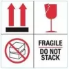 RILLPRINT 76930 FRAGILE / DO NOT STACK Warnetiketten, Permanentkleber, Papier, Weiß/Rot/Schwarz, 100 x 50 mm, 500 Etiketten pro Rolle