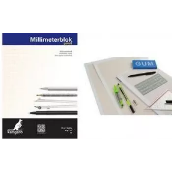 Kangaro Millimeterpapierblock A3, 80 g/m², 25 Blatt, weiß/orange 1 mm Raster (K-5595)