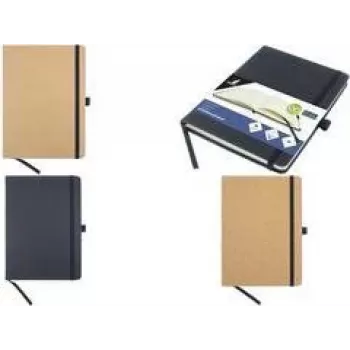 KANGARO K-552241 Notizbuch, 96 Blatt, DIN A5, liniert, schwarzer PU-Hardcover, 80 g/m², Chamois-Papier, 1 Stück