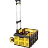 Stanley SXWTD-509 Faltbarer Handwagen & 25kg Faltbarer Korb Set, 60kg Traglast, Aluminium, Schwarz/Gelb