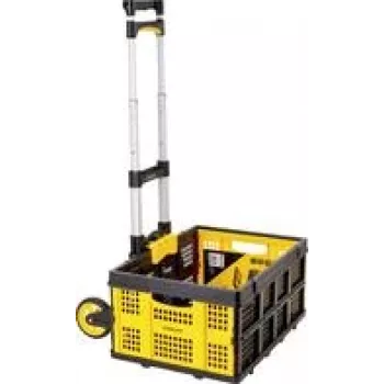 Stanley SXWTD-509 Faltbarer Handwagen & 25kg Faltbarer Korb Set, 60kg Traglast, Aluminium, Schwarz/Gelb